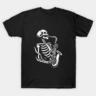 skeleton plays saxophone T-Shirt